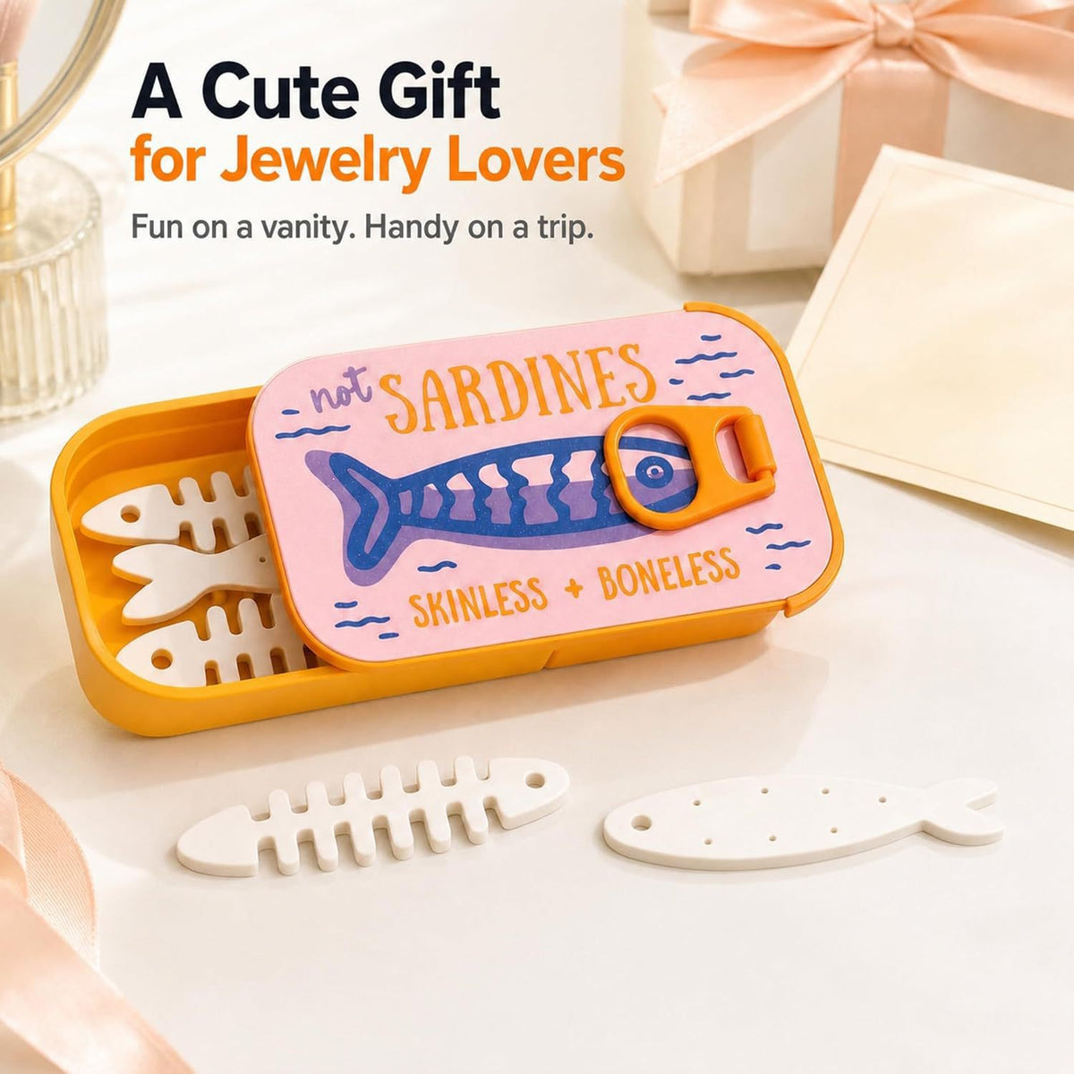 Fish Can Travel Jewelry Box – Cute Portable Jewelry Organizer Case for Rings, Earrings & Necklaces