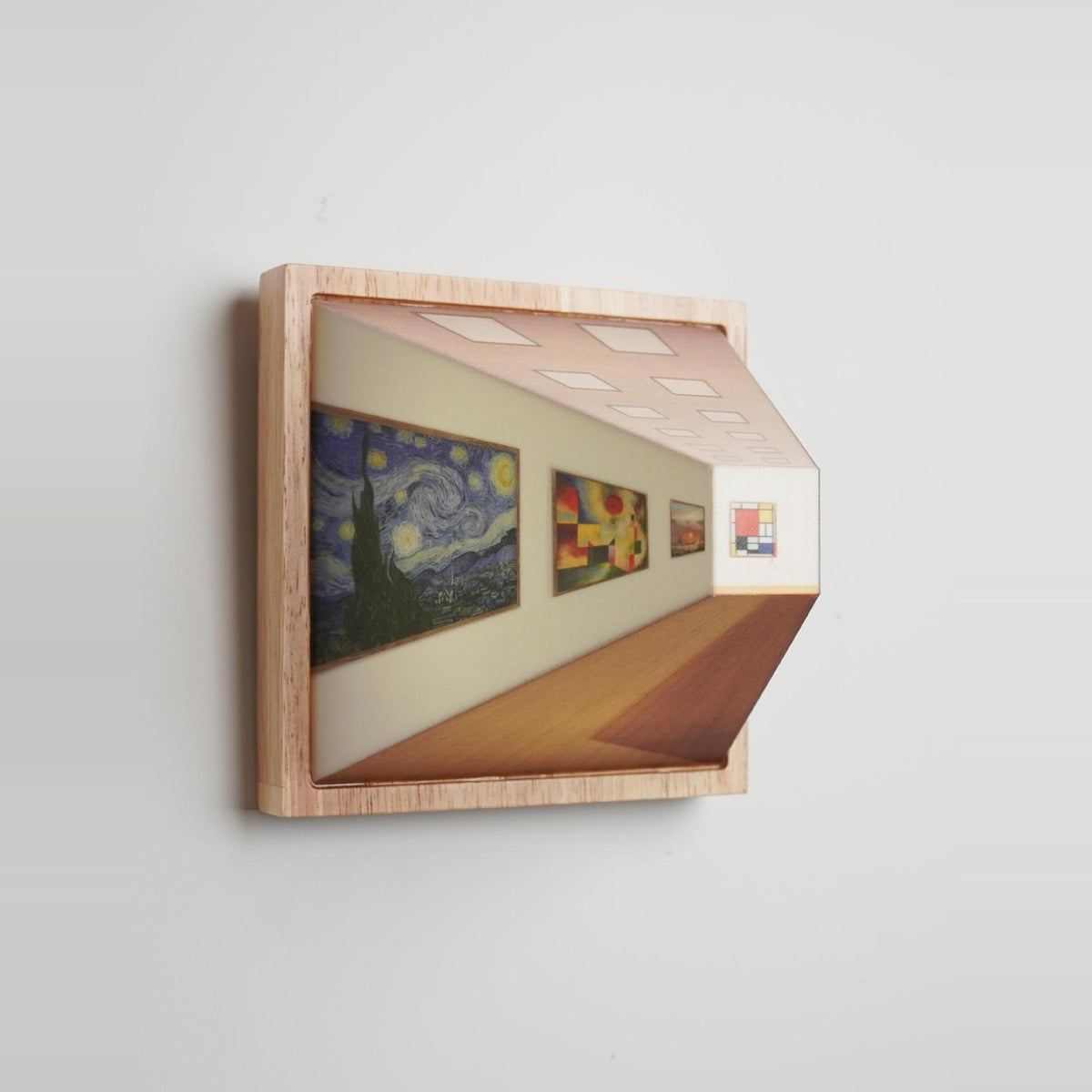 3d Naked Eye Vision Night Light Wall Lamp Living Room Home Creative Wooden No-Punch Wall Hanging Light
