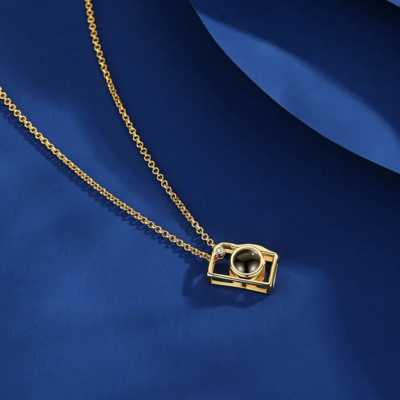 Custom Photo Necklace Cartoon Style Projection Creative Camera Shape Gifts Anniversary Gifts for Her