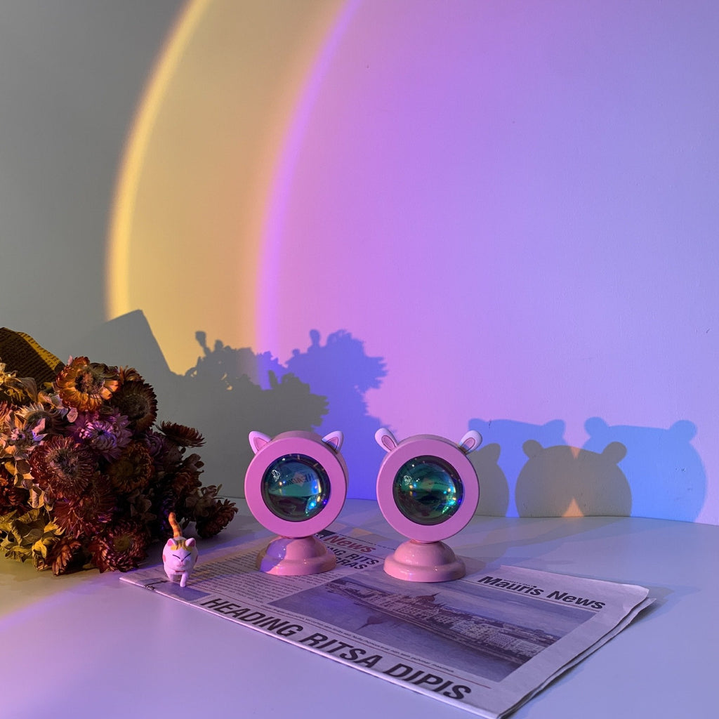 Sunset Projector Lamp Christmas Gifts Rainbow Sunset Lamp Decor for Bedroom Aura Glow Lights for Taking Photos