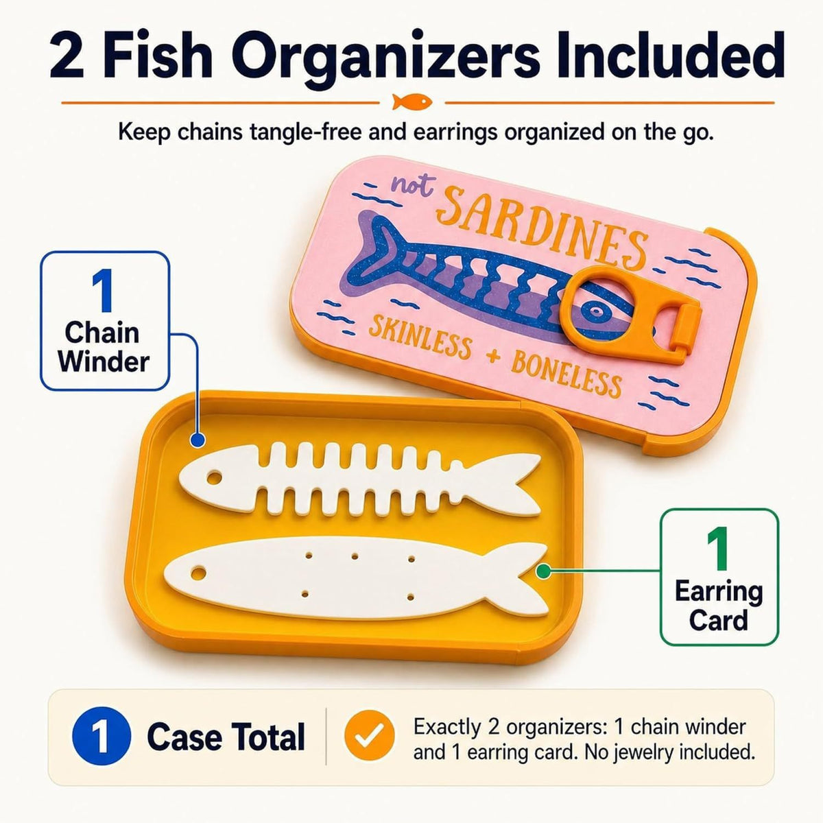 Fish Can Travel Jewelry Box – Cute Portable Jewelry Organizer Case for Rings, Earrings & Necklaces