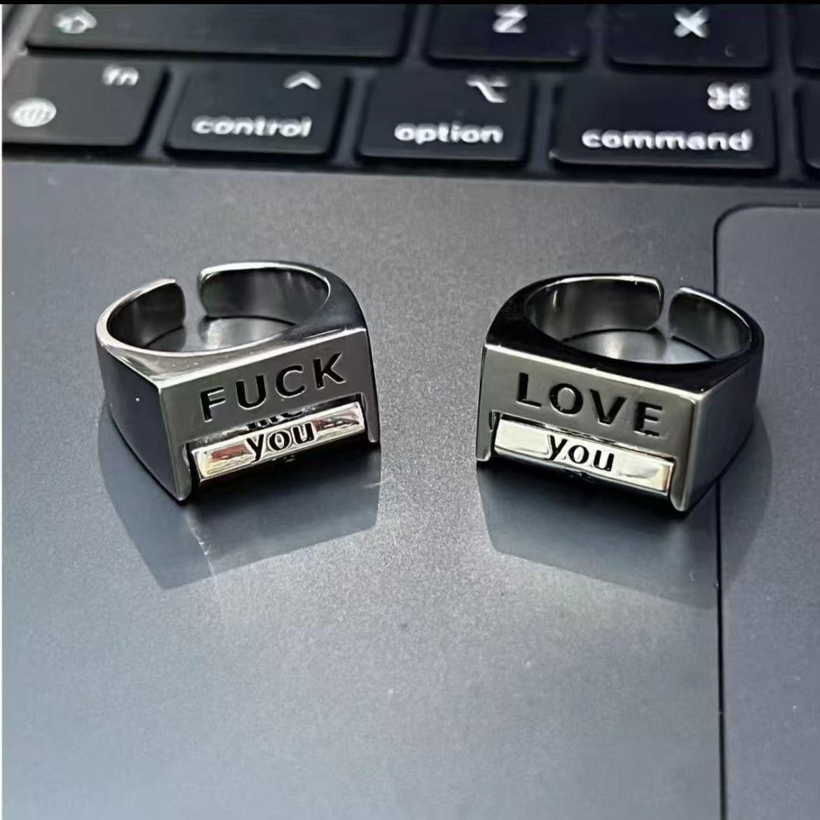 Love Everything Ring Rotatable Decompression Ring Fuck Everything Adjustable Mood Ring
