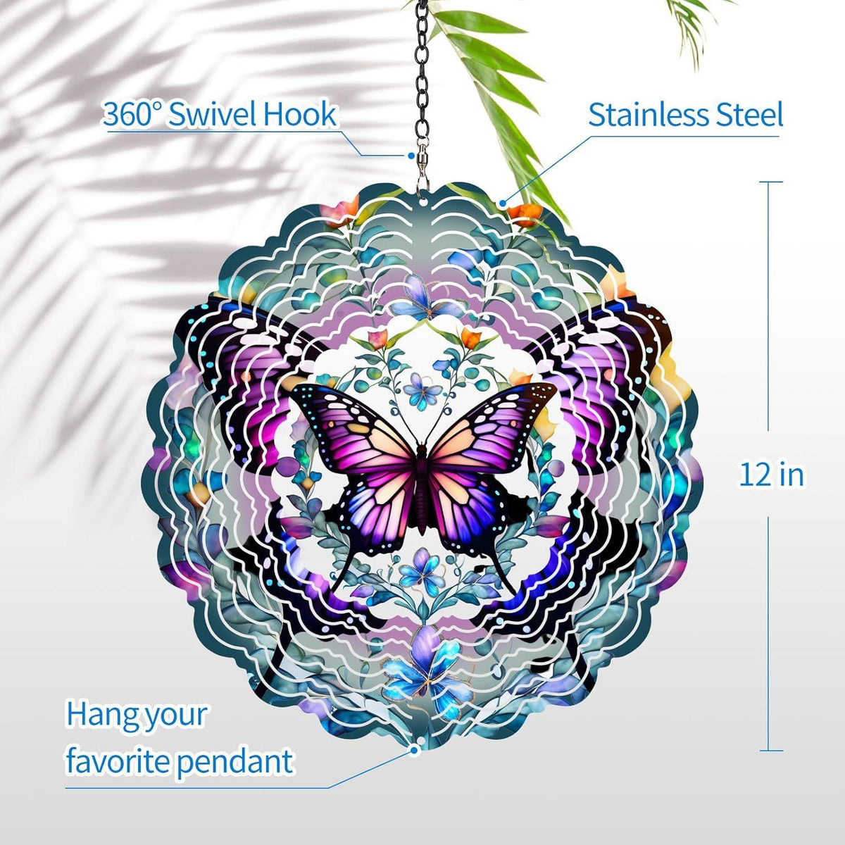 3D Mandala Metal Wind Spinner Colorful Hanging Kinetic Wind Sculpture Stainless Steel Garden Ornament Kinetic Wind Chime for Outdoor Yard Lawn Patio Decor