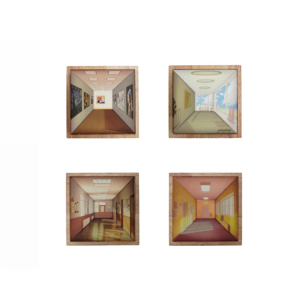 3d Naked Eye Vision Night Light Wall Lamp Living Room Home Creative Wooden No-Punch Wall Hanging Light