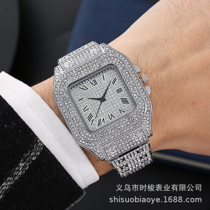 Iced Out Watch Rhinestone Watch Set Watch + Bracelet + Necklace Gift for Him