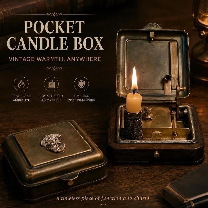 19th Century Mechanical Candle Box, Vintage Wind-Up Pocket Lighter & Candle Holder | Victorian Flame Igniter Copper Candlebox with Mechanical Riser For Home Living Room Kitchen