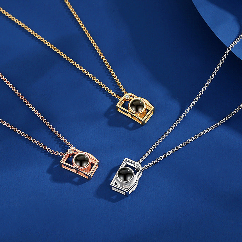 Custom Photo Necklace Cartoon Style Projection Creative Camera Shape Gifts Anniversary Gifts for Her
