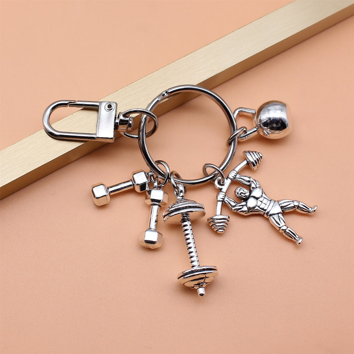 Fashion Barbell Dumbbell Fitness Gym Keychain Bag Purse Charm