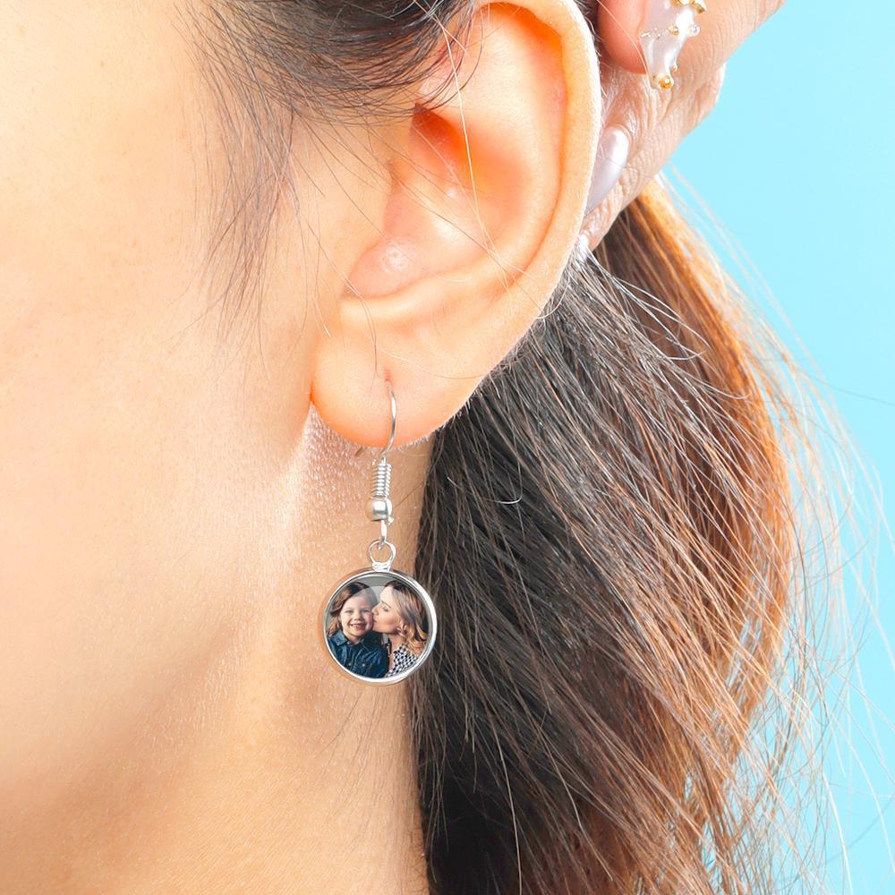 Photo Earrings Drop Earrings Two Photos Unique Gifts For Her