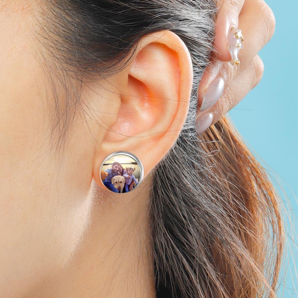 Photo Earrings Studs Earrings Two Photos Unique Gifts