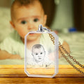 Photo Necklace Laser Engraved Photo Crystal Necklace Silver Color Chain Gifts Ideas Baby Picture Memorial Gifts