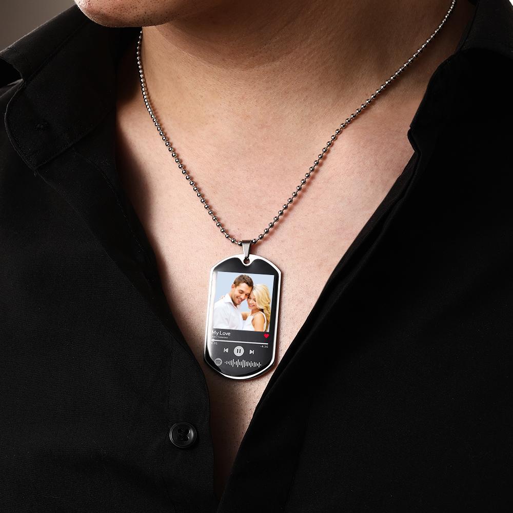 Scannable Custom Spotify Code Necklace Engraved Music Song Photo Necklace Memorial Gifts for Him