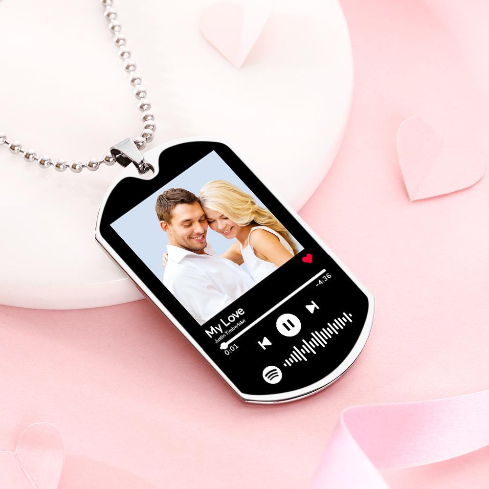 Scannable Custom Spotify Code Necklace Engraved Music Song Photo Necklace Memorial Gifts for Him