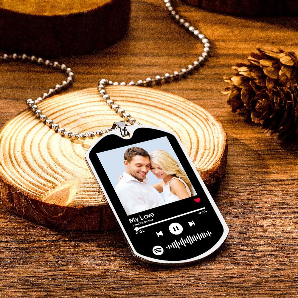 Scannable Custom Spotify Code Necklace Engraved Music Song Photo Necklace Memorial Gifts for Him