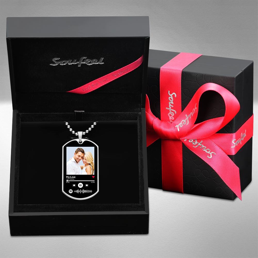 Scannable Custom Spotify Code Necklace Engraved Music Song Photo Necklace Memorial Gifts for Him