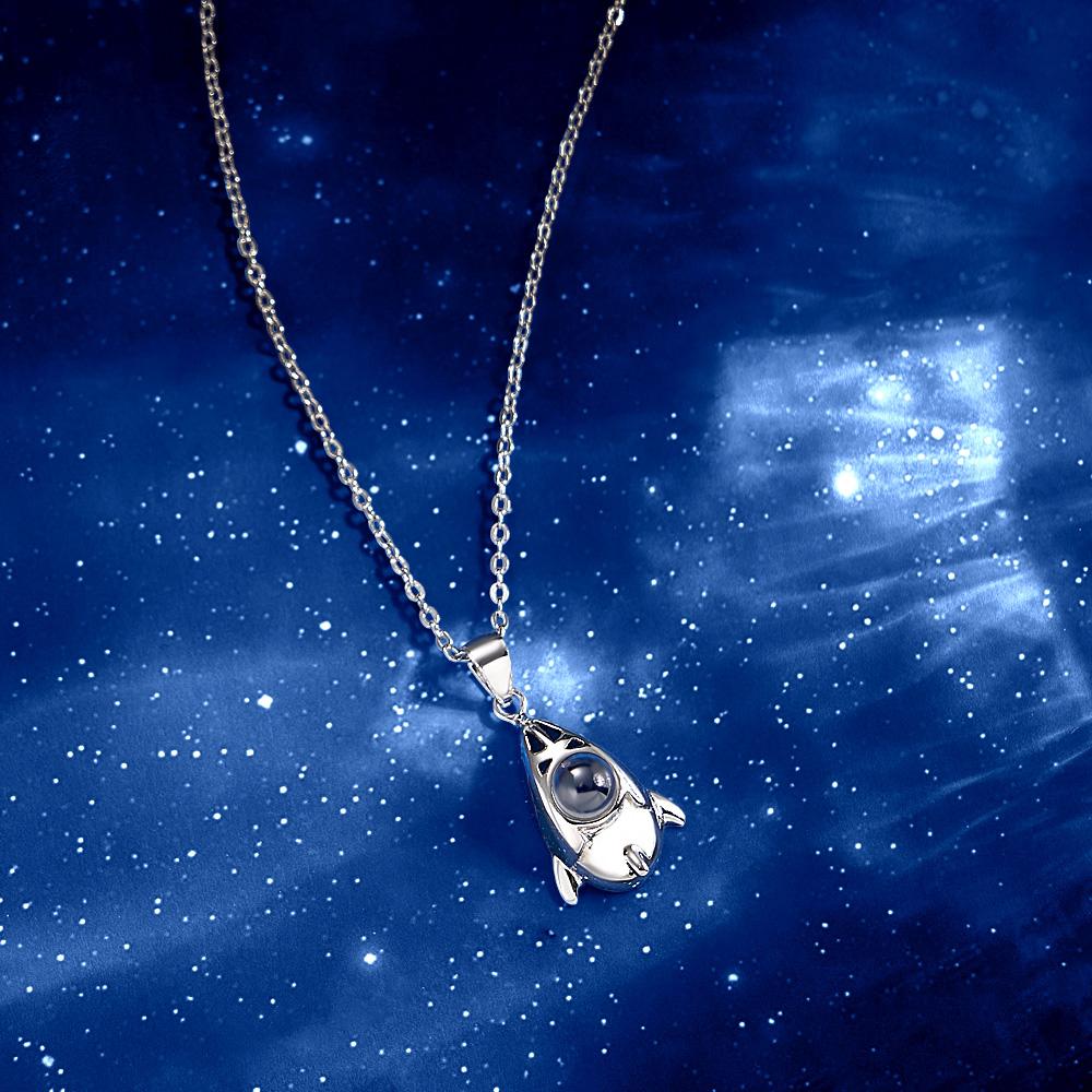 Custom Projection Photo Necklace Creative Rocket Anniversary Gifts