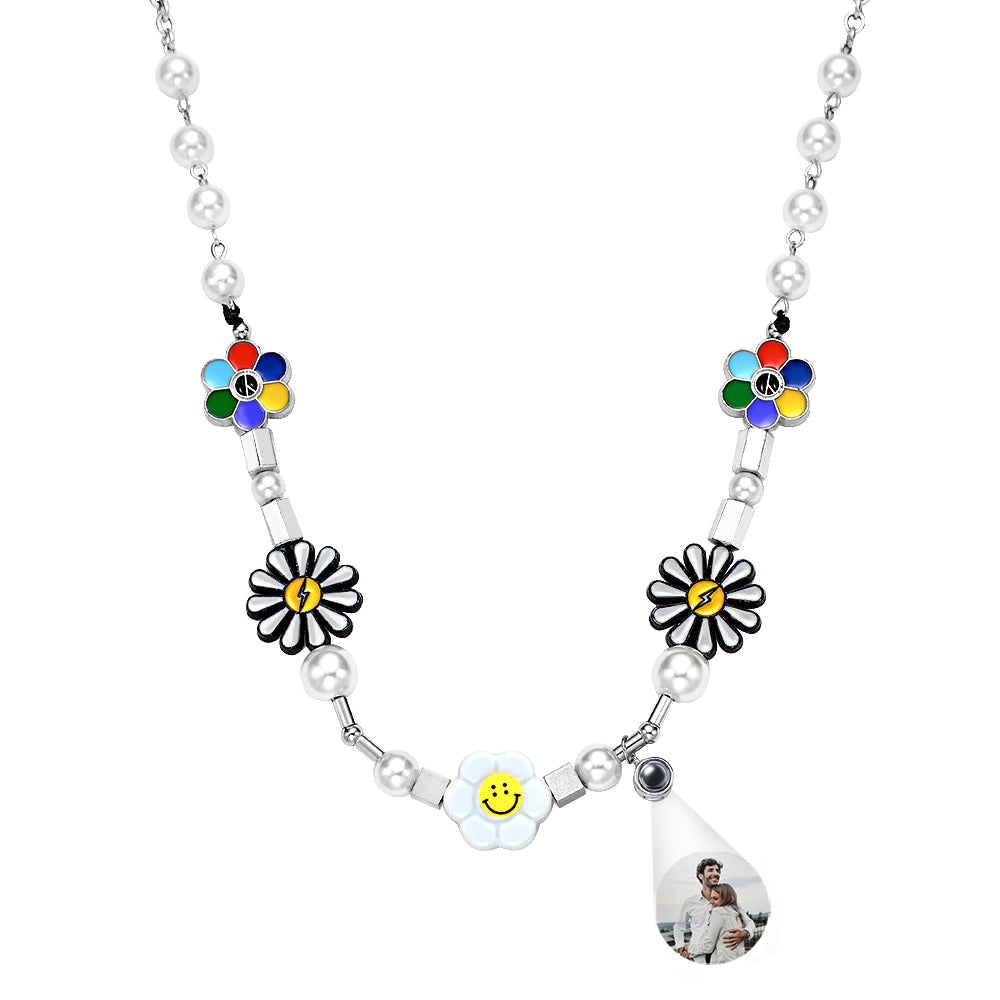 Custom Projection Neckalce Daisy Smile Funny Colorful Gift