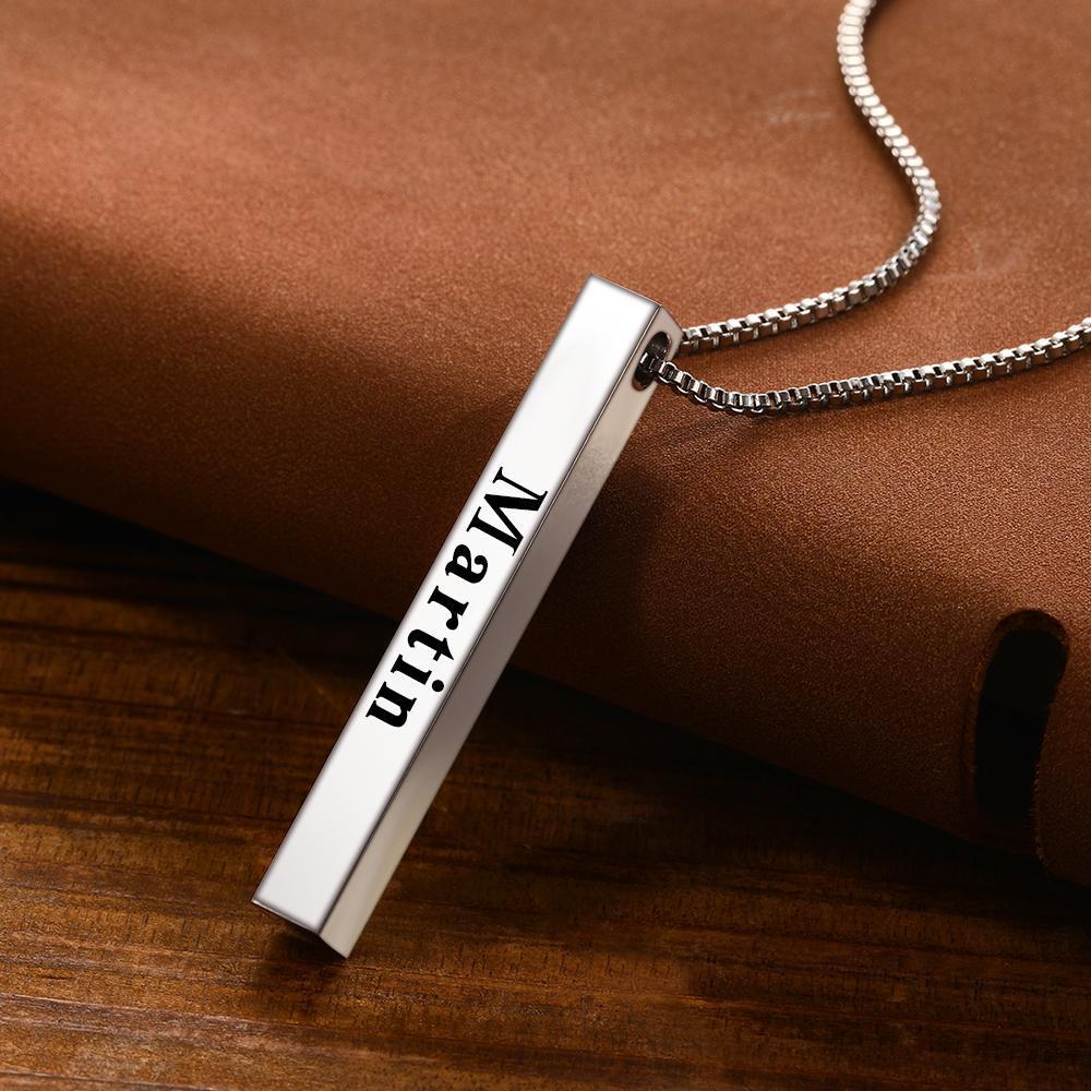 Spotify Code Necklace 3D Engraved Vertical Bar Necklace Gifts