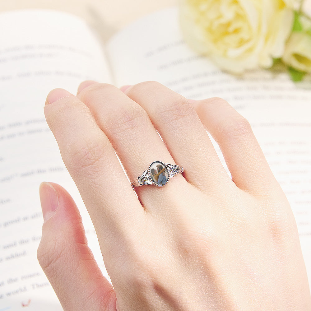 Vintage Photo Ring Custom Photo Jewelry for Couple Personalized Valentine's Day Gifts