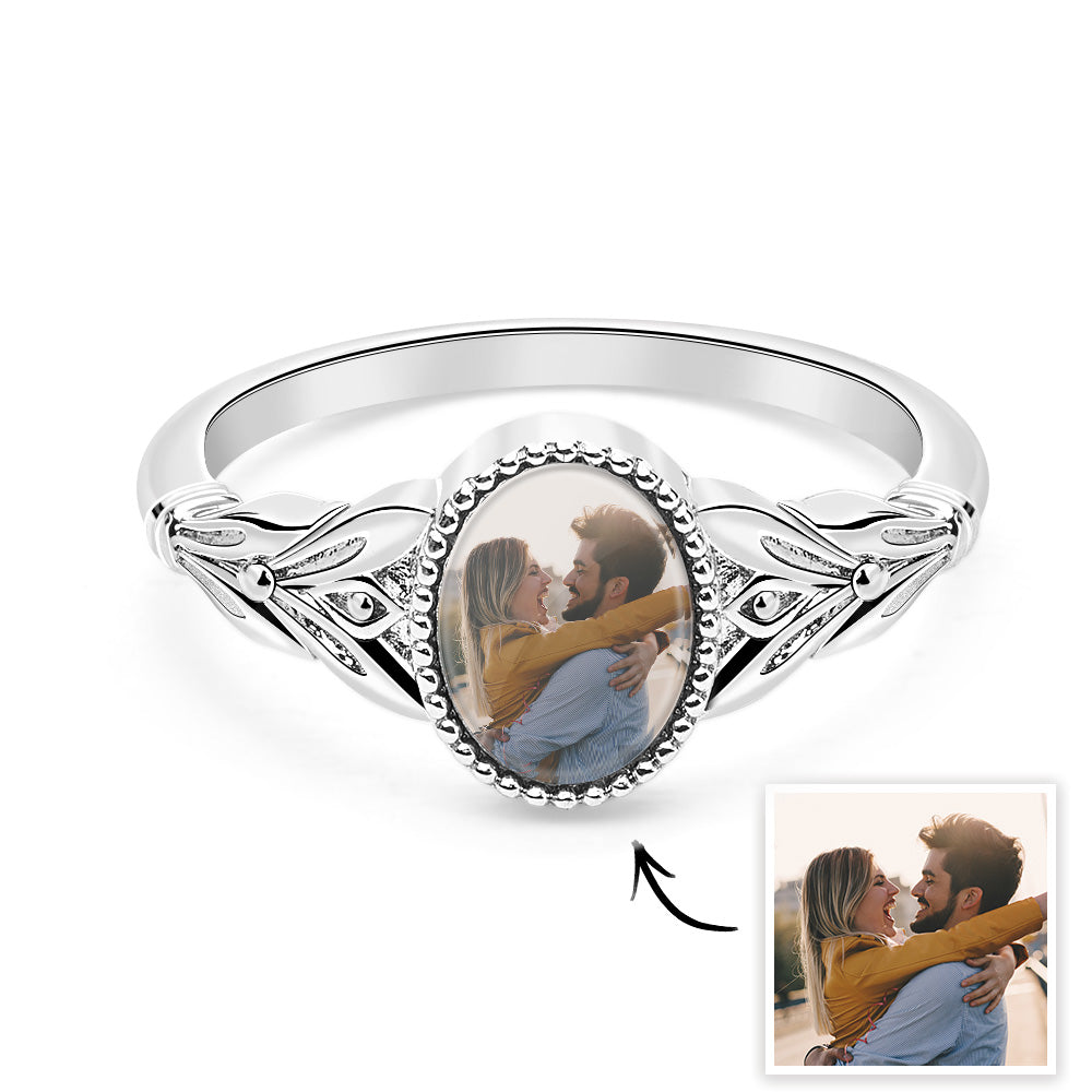 Vintage Photo Ring Custom Photo Jewelry for Couple Personalized Valentine's Day Gifts