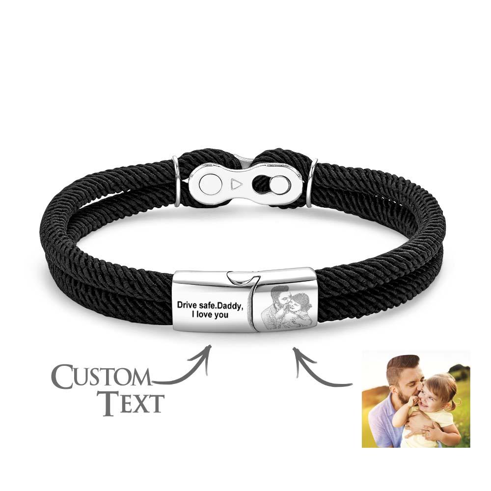 Custom Text and Photo Bracelet Personalized Stylish Hand Strap Bracelet For Men