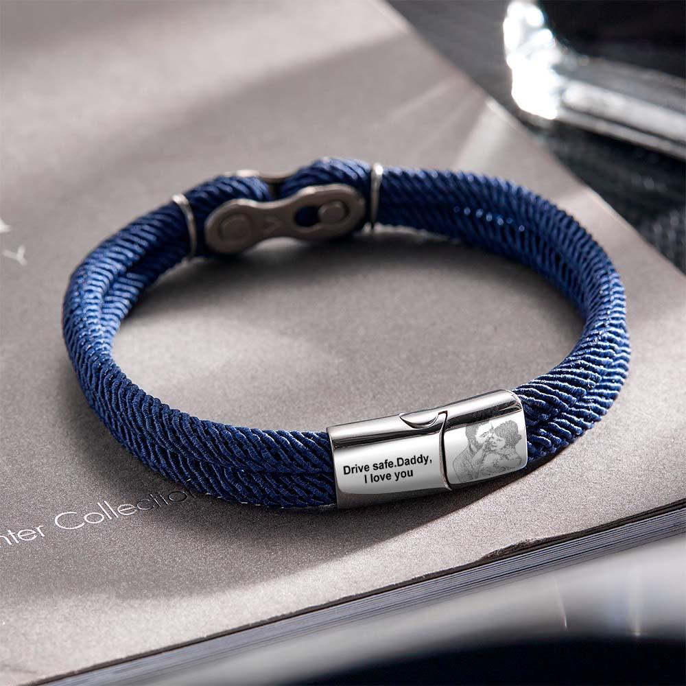 Custom Text and Photo Bracelet Personalized Stylish Hand Strap Bracelet For Men