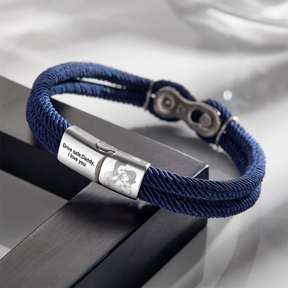 Custom Text and Photo Bracelet Personalized Stylish Hand Strap Bracelet For Men