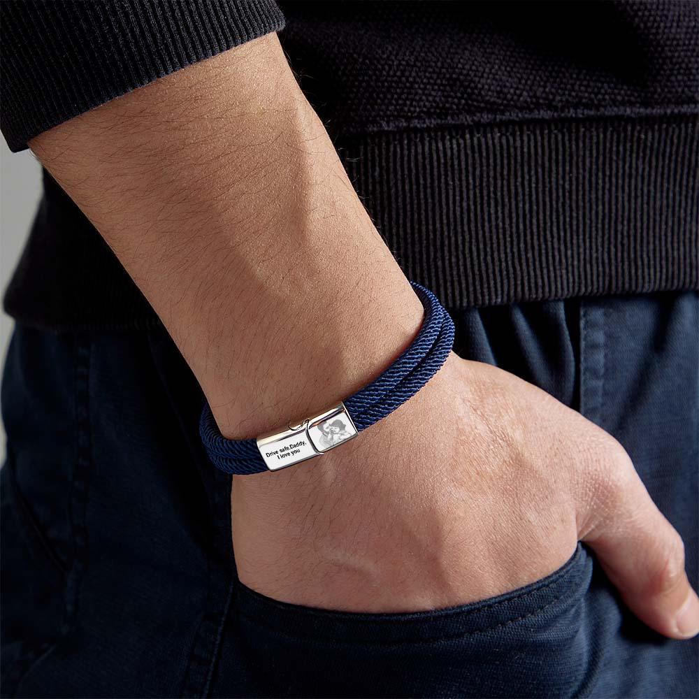 Custom Text and Photo Bracelet Personalized Stylish Hand Strap Bracelet For Men