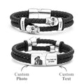 Custom Photo Skull Leather Men's Bracelet Personalized Engraved Multi-layer Braided Bracelet Best Valentine's Day Gifts For Him
