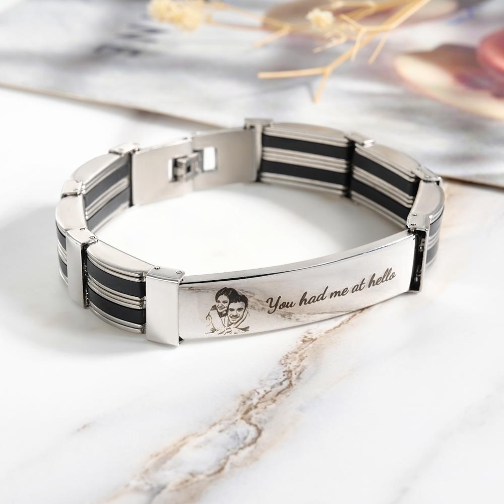 Personalized Photo Bracelet With Text Trendy Bracelet Father's Day Gift For Men