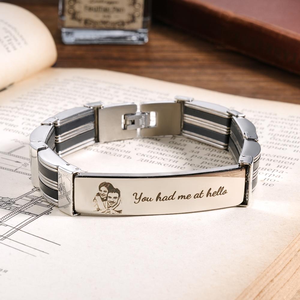Personalized Photo Bracelet With Text Trendy Bracelet Father's Day Gift For Men