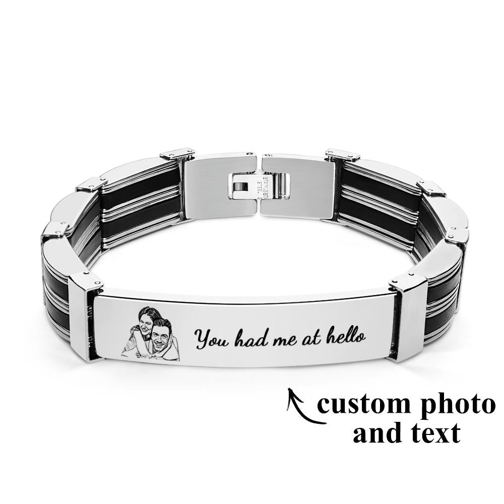 Personalized Photo Bracelet With Text Trendy Bracelet Father's Day Gift For Men