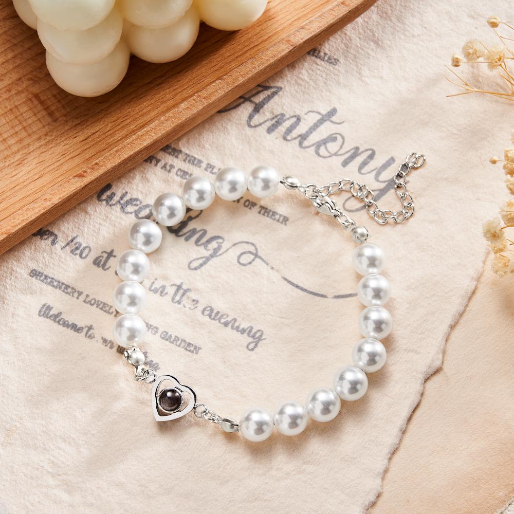 Custom Projection Bracelet Heart Pearl Gift for Her
