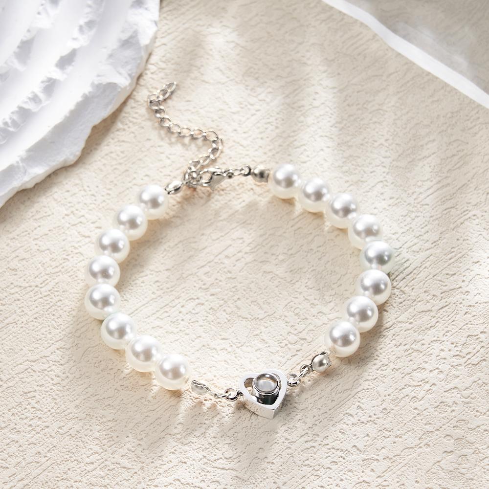 Custom Projection Bracelet Heart Pearl Gift for Her