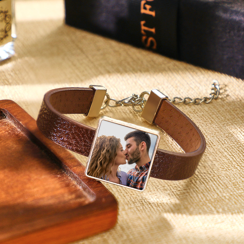 Personalized Photo Leather Bracelet Fashionable Bracelet Accessory For Men