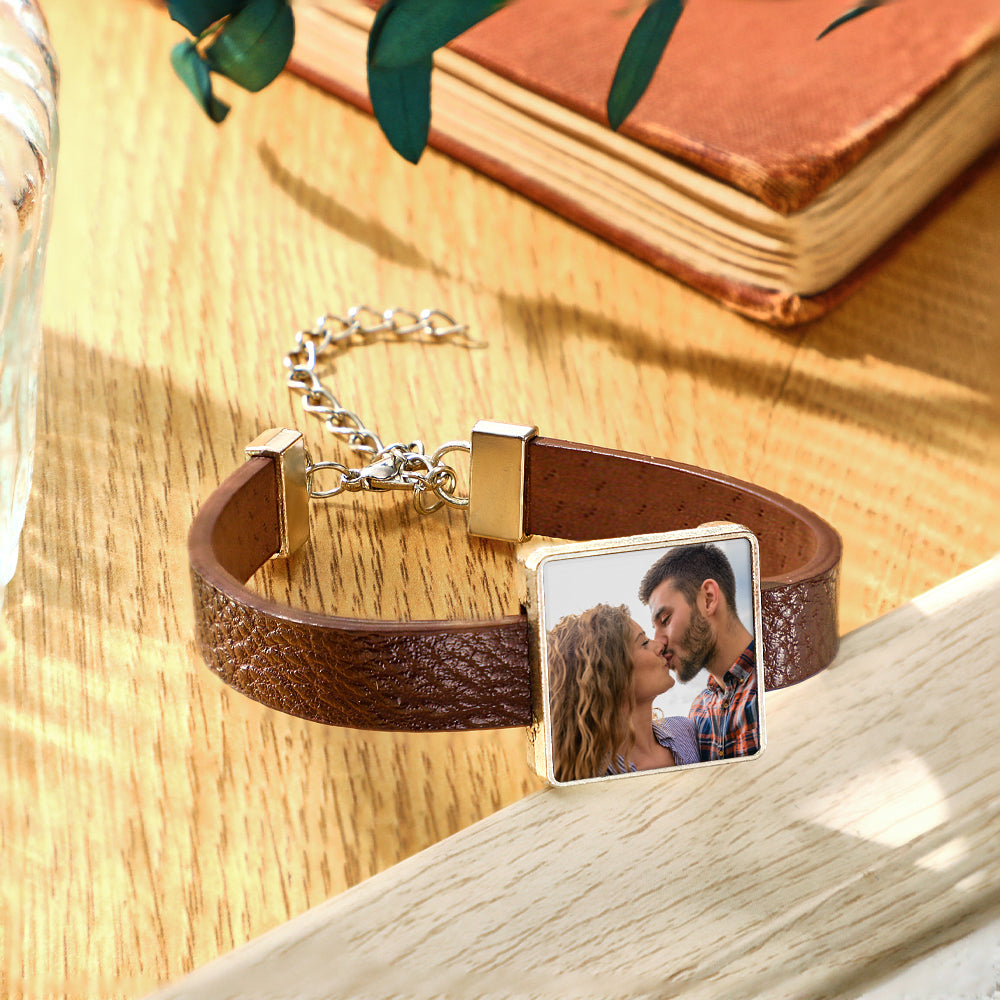 Personalized Photo Leather Bracelet Fashionable Bracelet Accessory For Men
