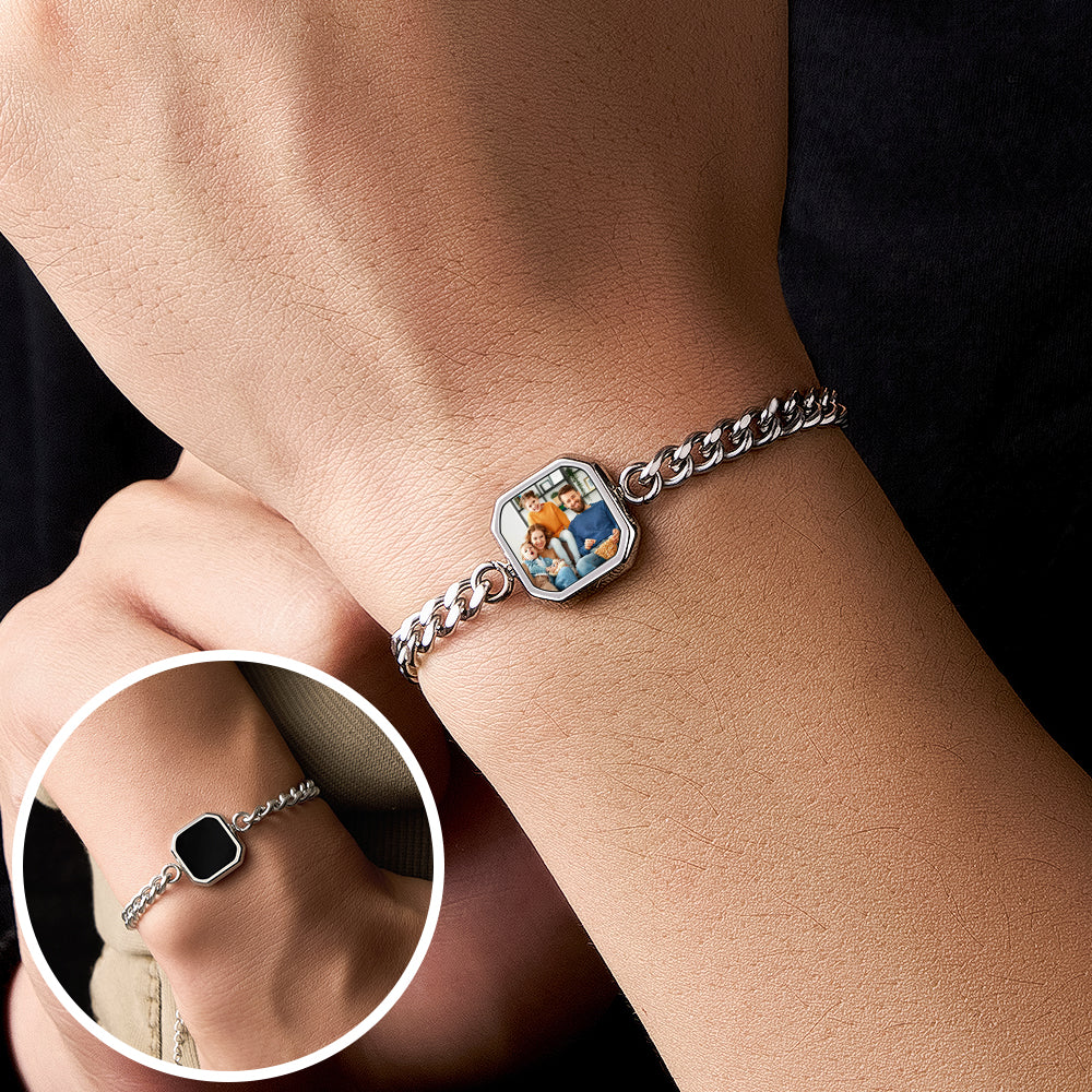 Personalized Temperature-Sensitive Photo Bracelet Magic Photo Men's Bracelet Which Changes Color With Temperature Best Gift For Him