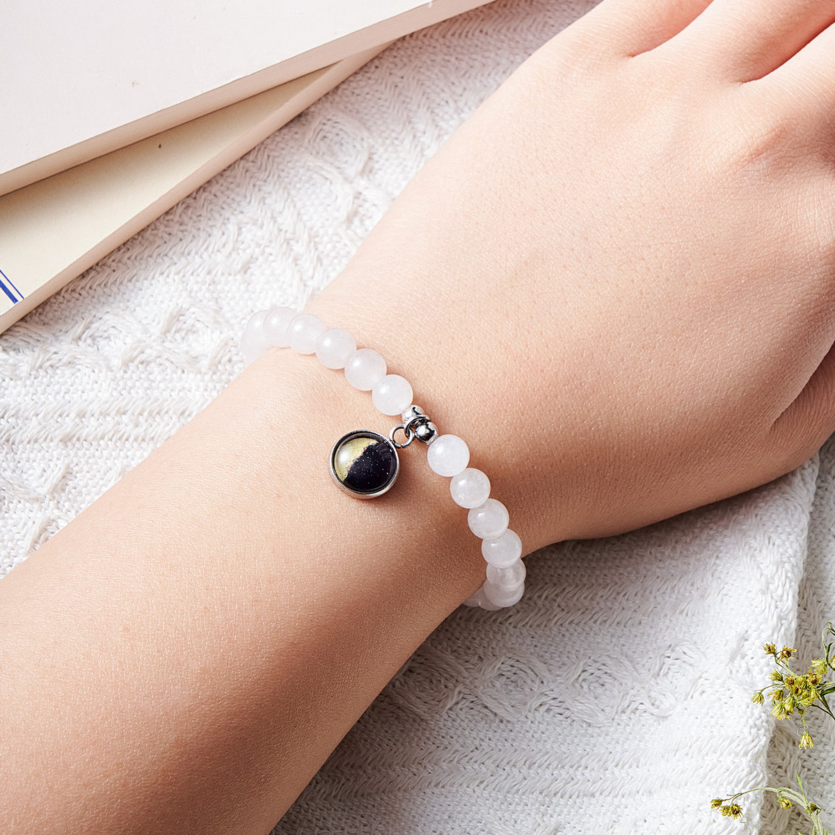 Custom Moon Phase Beads Bracelet Luminous Bracelet Gift for Her