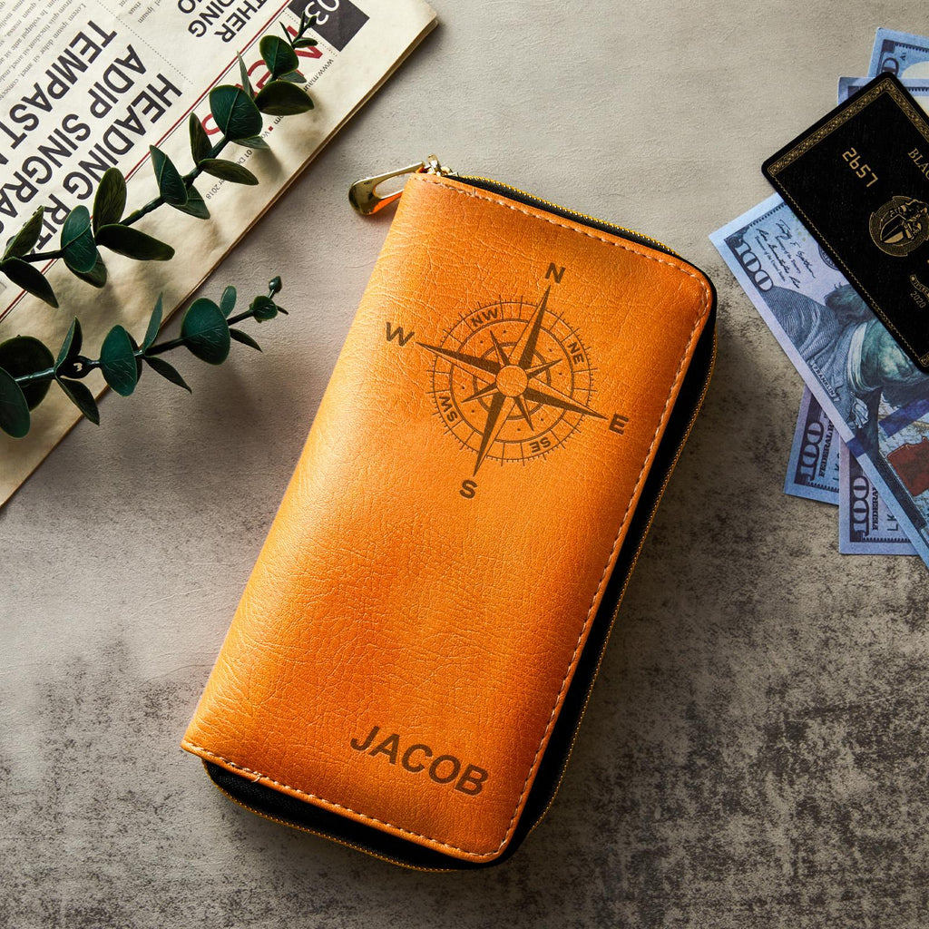 Custom Engraved Wallet Leather Passport Cover Travel Gifts for Man