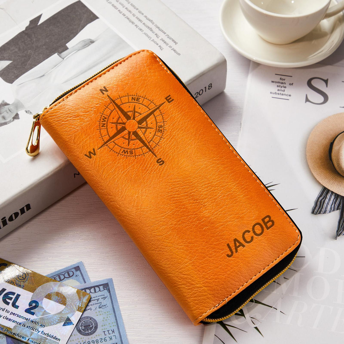 Custom Engraved Wallet Leather Passport Cover Travel Gifts for Man