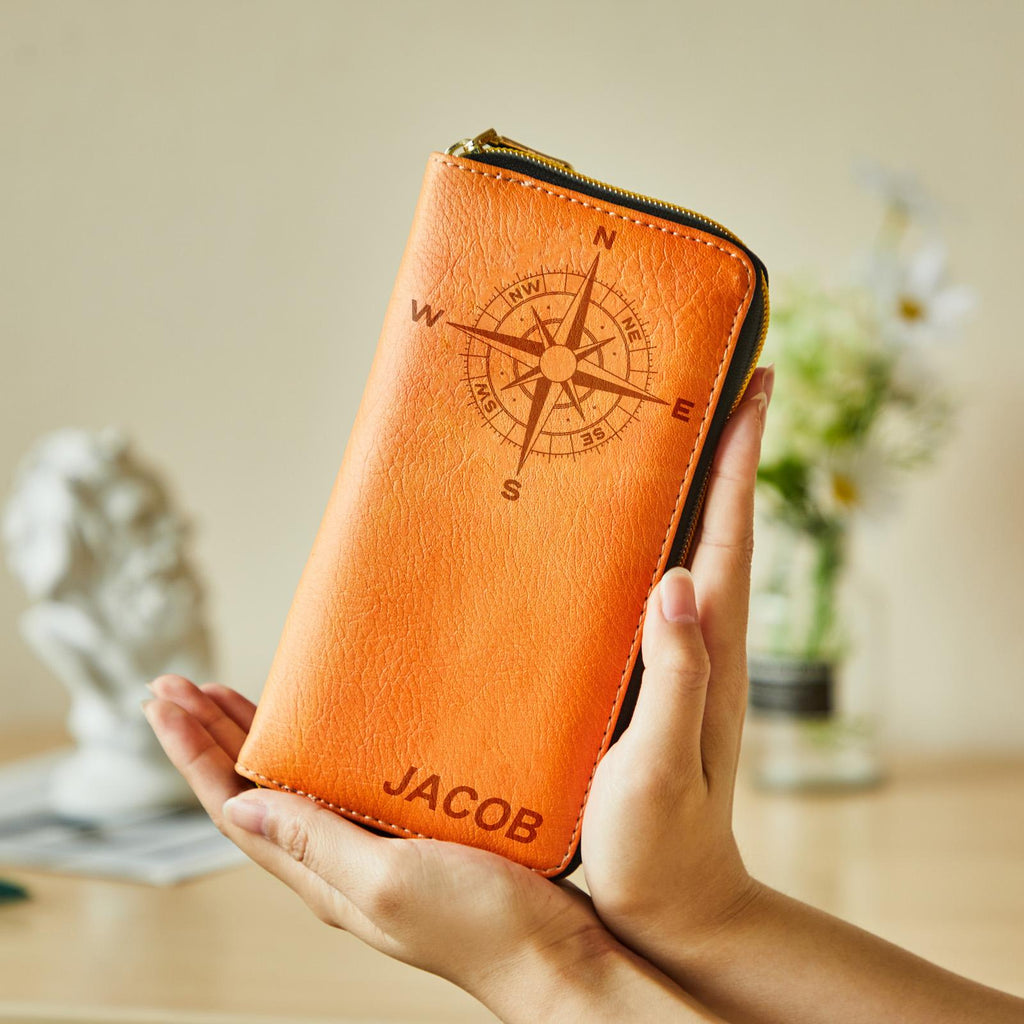 Custom Engraved Wallet Leather Passport Cover Travel Gifts for Man