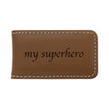 Engraved Money Clip Keepsake Gift Leather Brown