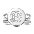 Engraved Monogram Ring Silver