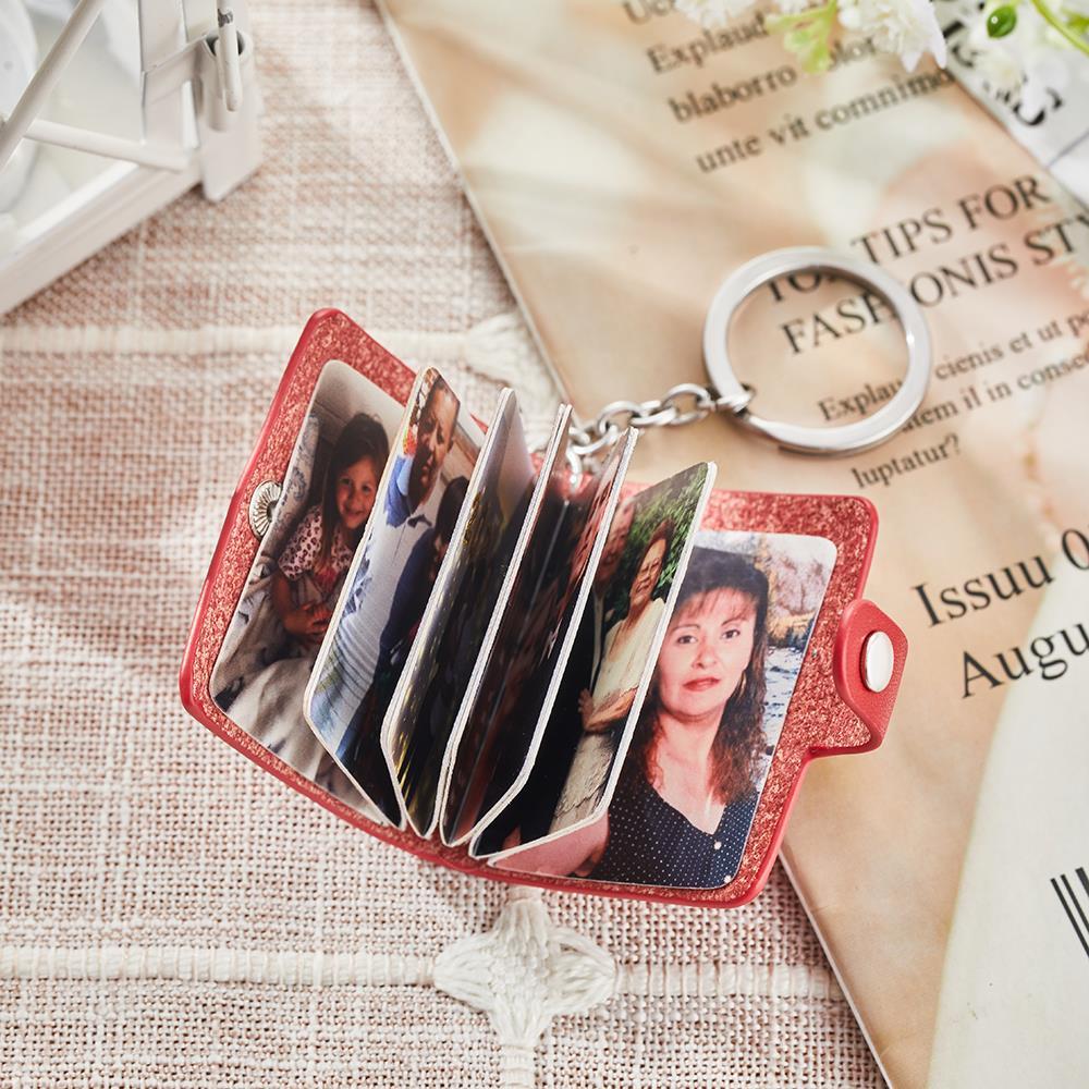 Custom Photo Leather Keychain Personalized Album Keyring Gifts for Lovers