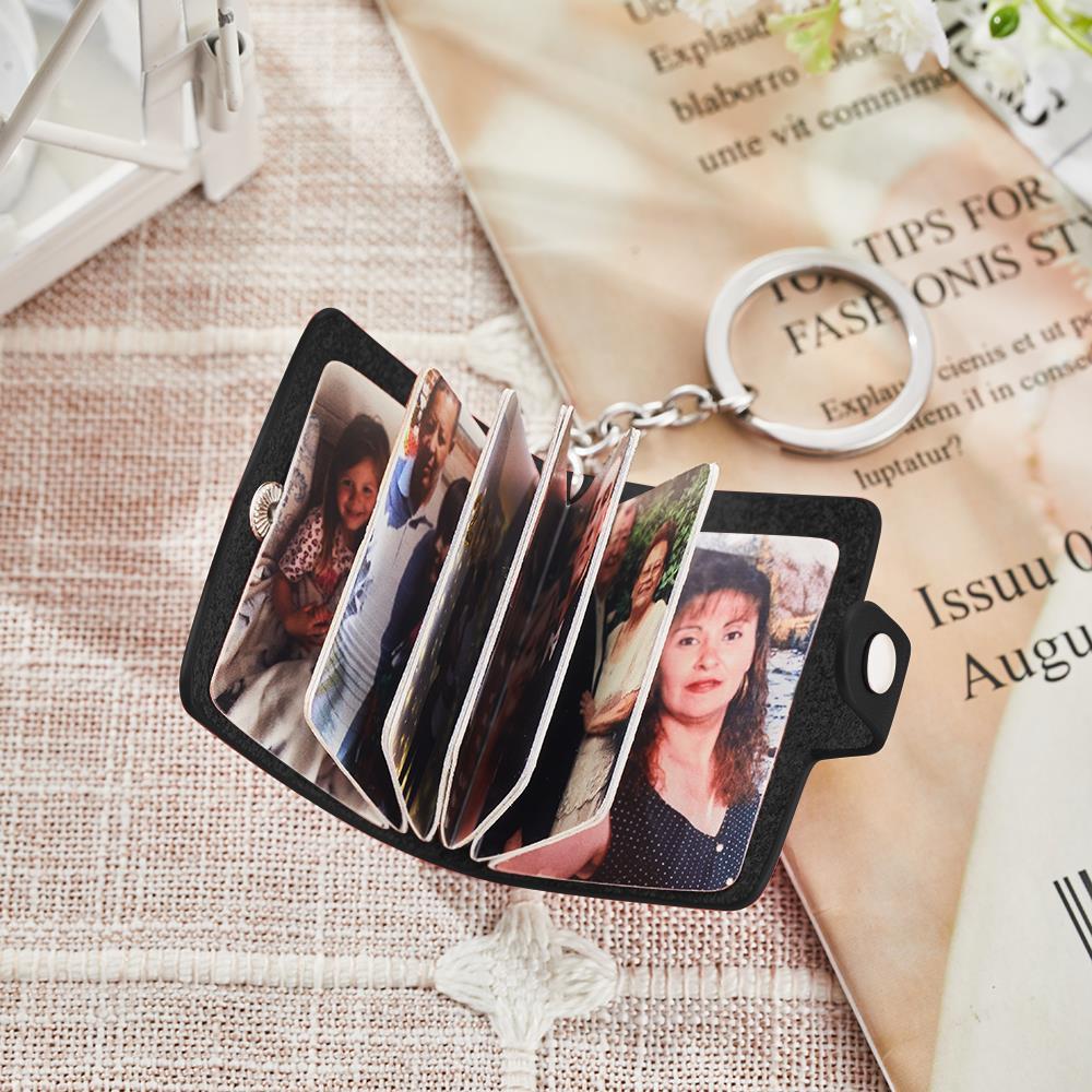 Custom Photo Leather Keychain Personalized Album Keyring Gifts for Lovers