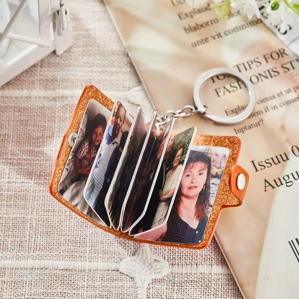 Custom Photo Leather Keychain Personalized Album Keyring Gifts for Lovers