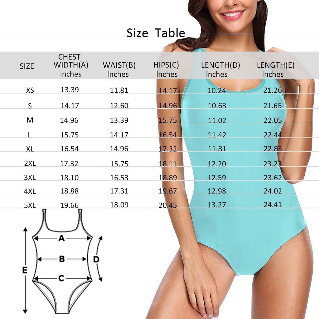 Custom Face Swimwear Women's Photo Slip One Piece Swimsuit - Mash