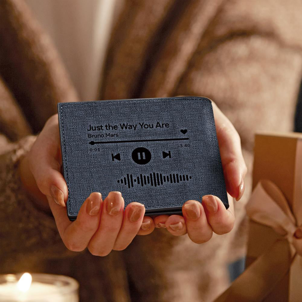 Scannable Music Code Wallet Photo Engraved Wallet Gifts for Boyfriend/Husband