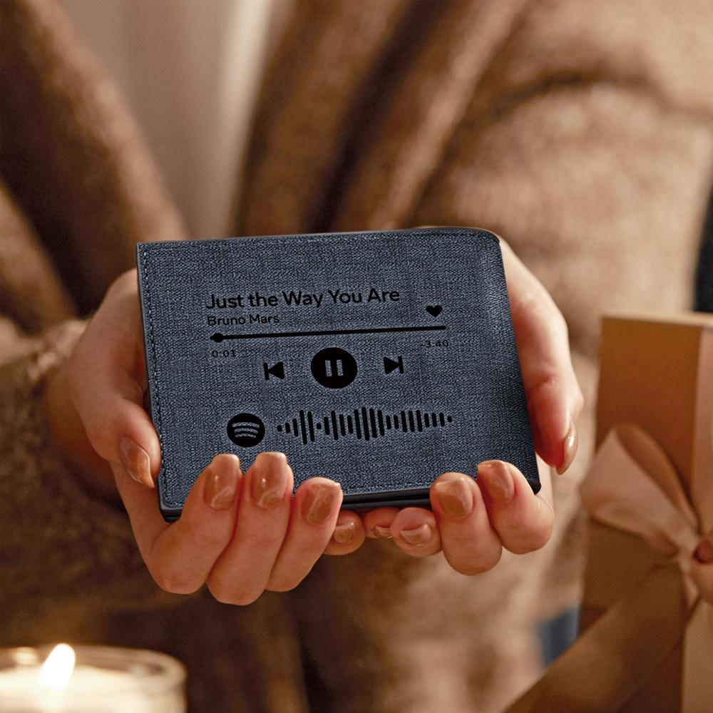Scannable Spotify Code Wallet Photo Engraved Wallet Gifts for Boyfriend/Husband