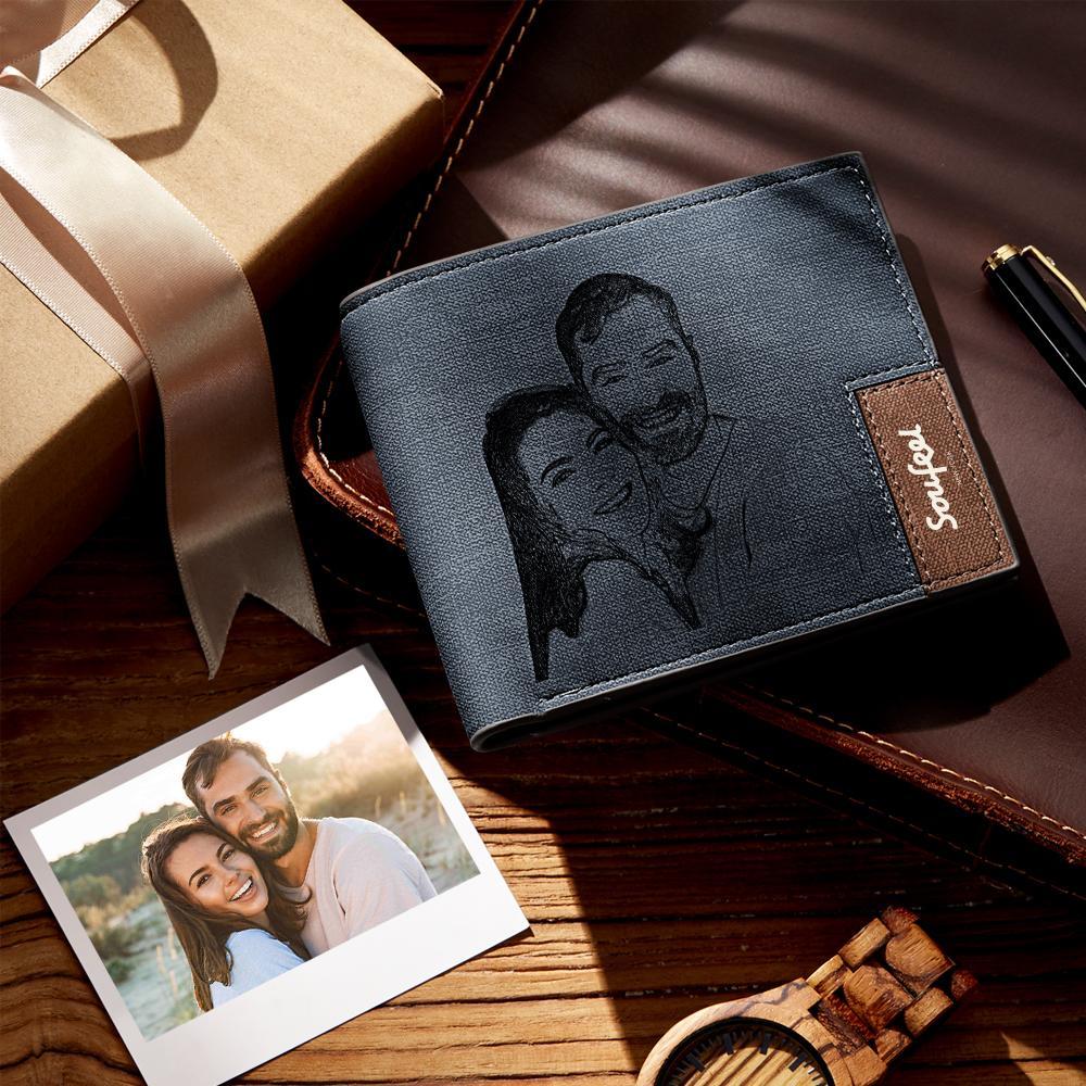 Scannable Music Code Wallet Photo Engraved Wallet Custom Music Song Wallet Gifts for Him